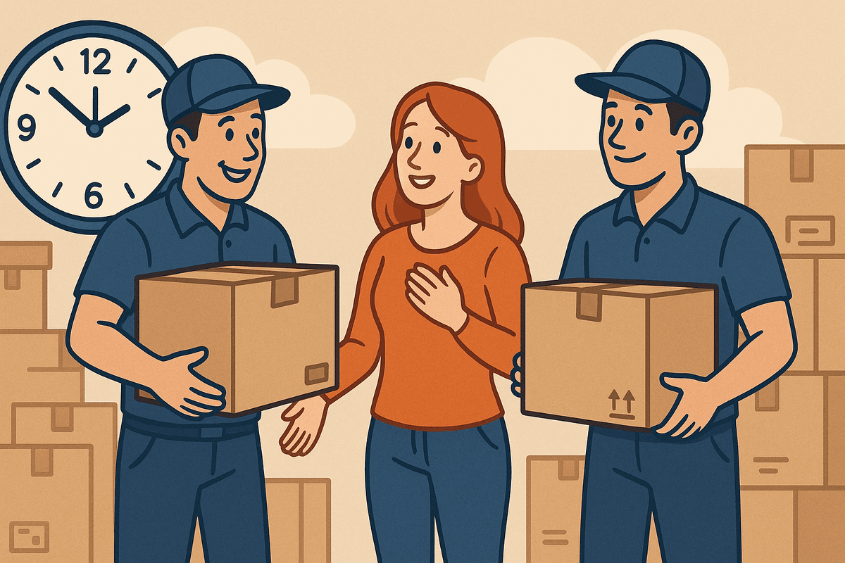 Professional movers helping with a last-minute move