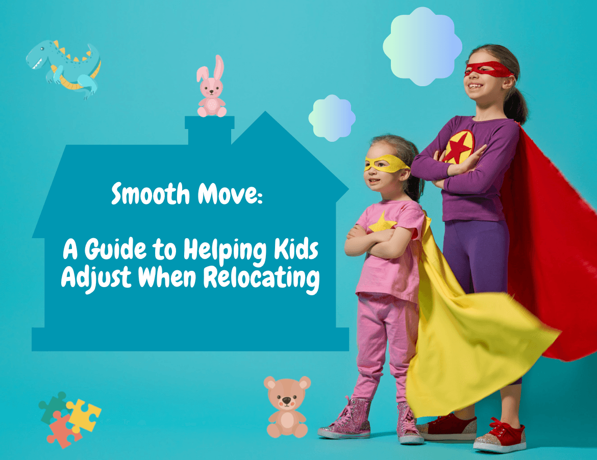 A family with children exploring their new neighborhood together on a sunny day