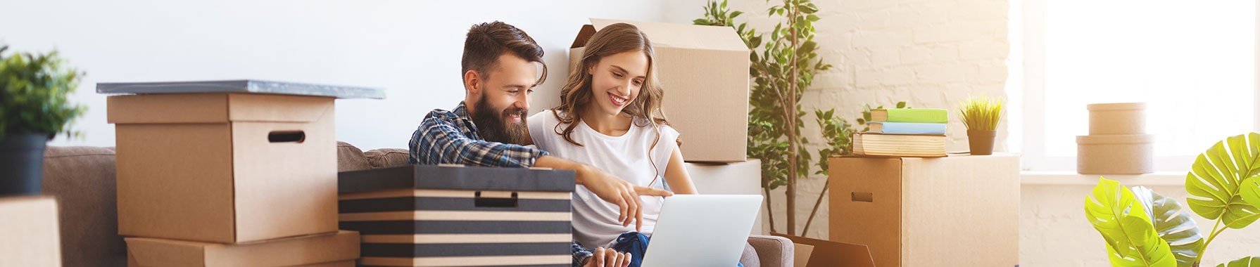 Moving boxes and furniture